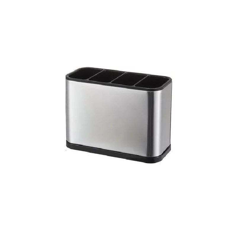 GENERICO - Escurridor de cubiertos organizador de utensilios acero + PP plateado