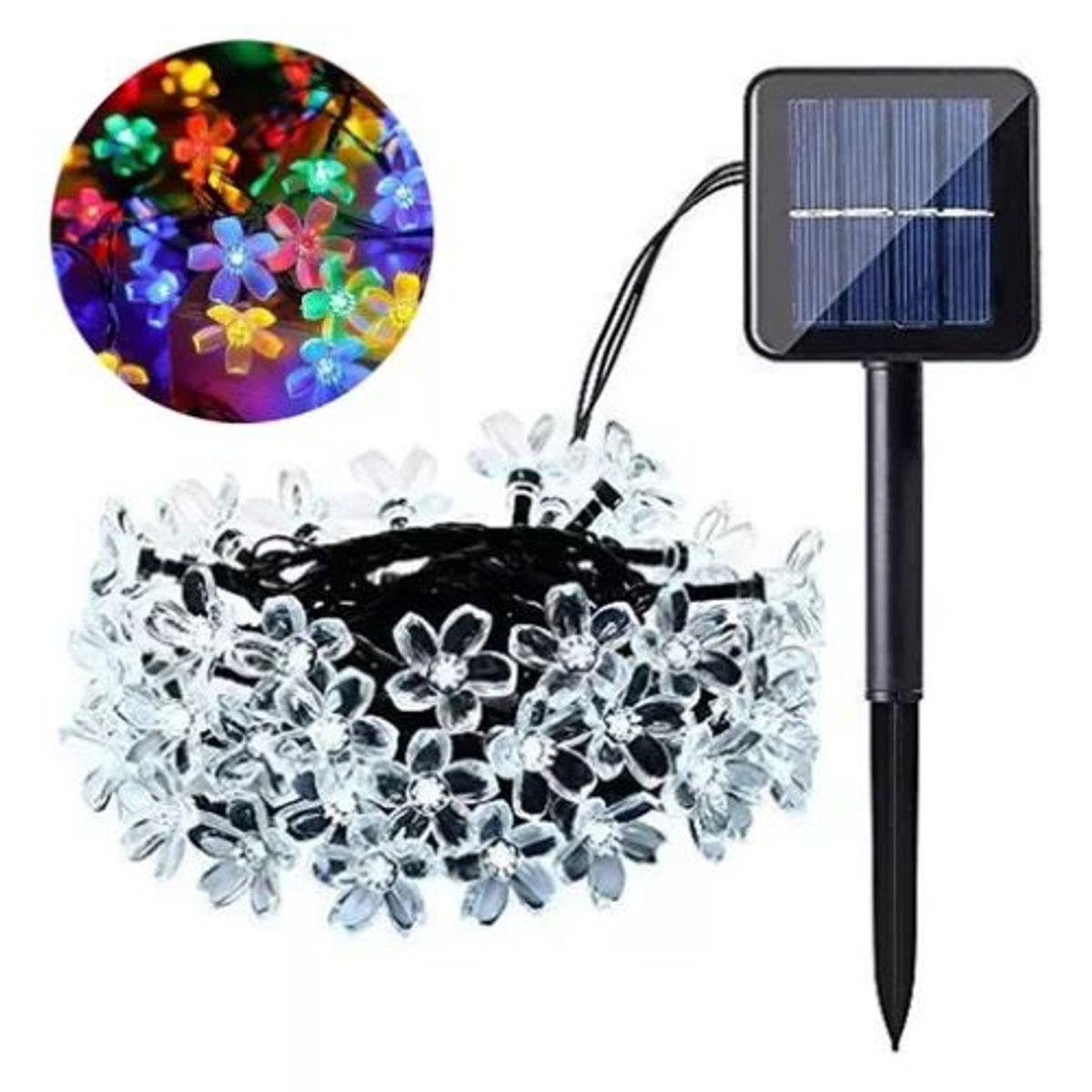 GENERICO - Luces Solares Guirnalda Navidad Flor Multicolor 6 Metros