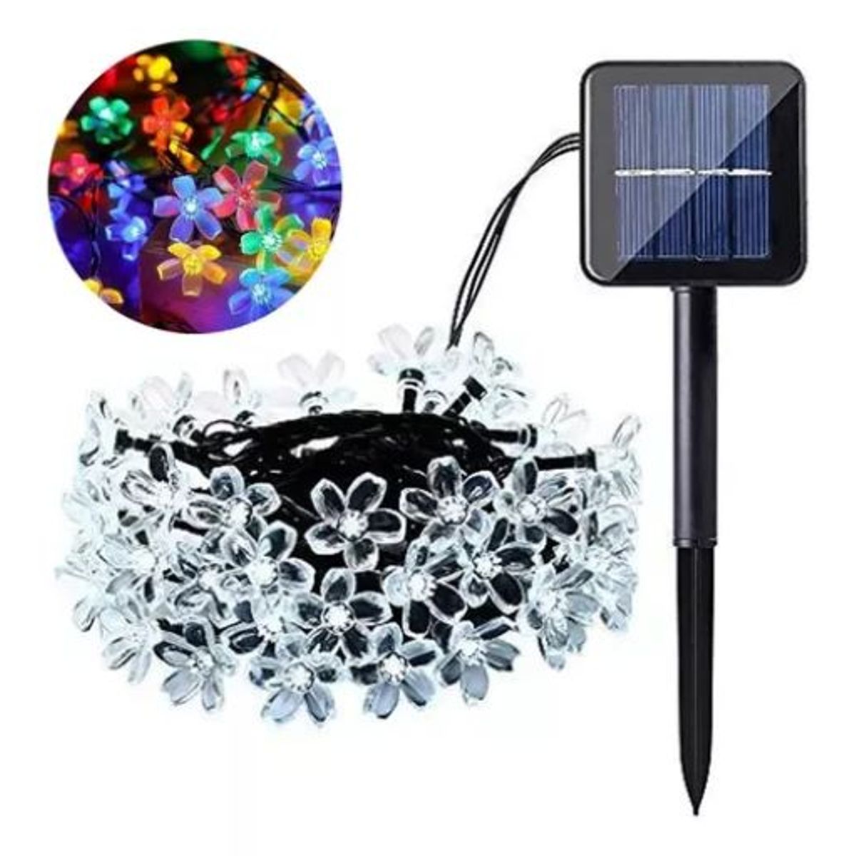 GENERICO - Luces Solares Guirnalda Navidad Flor Multicolor 6 Metros
