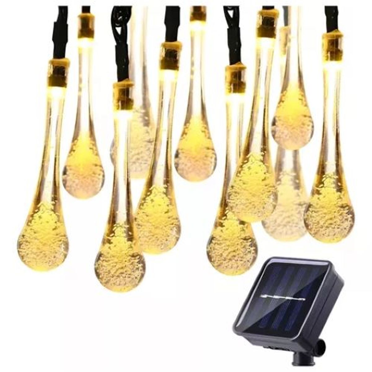 GENERICO - Guirnalda Solar Gota Calida Lágrimas Cálido 4.3 Mts 20 Led