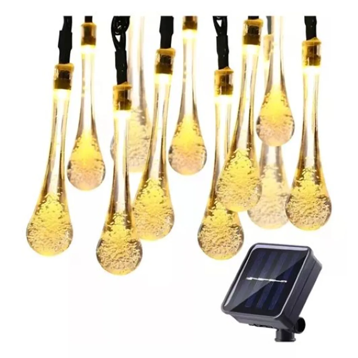 GENERICO - luz solar Guirnalda Solar Gota Calida Lágrimas Cálido 4.3 Mts 20 Led