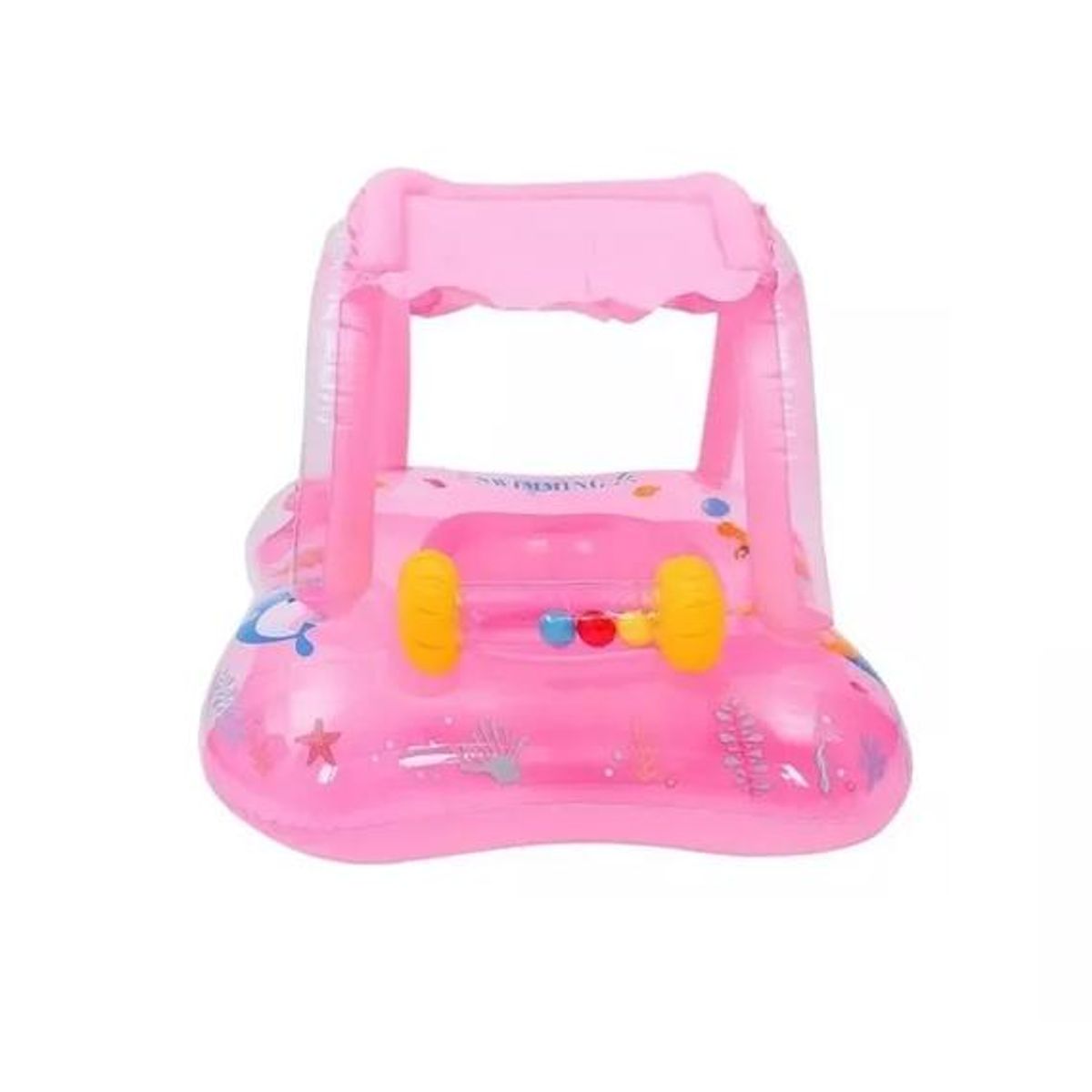 GENERICO - Flotador inflable niños con techo bebé piscina verano rosado