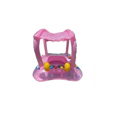 Imagen 2 del producto Flotador inflable niños con techo bebé piscina verano rosado