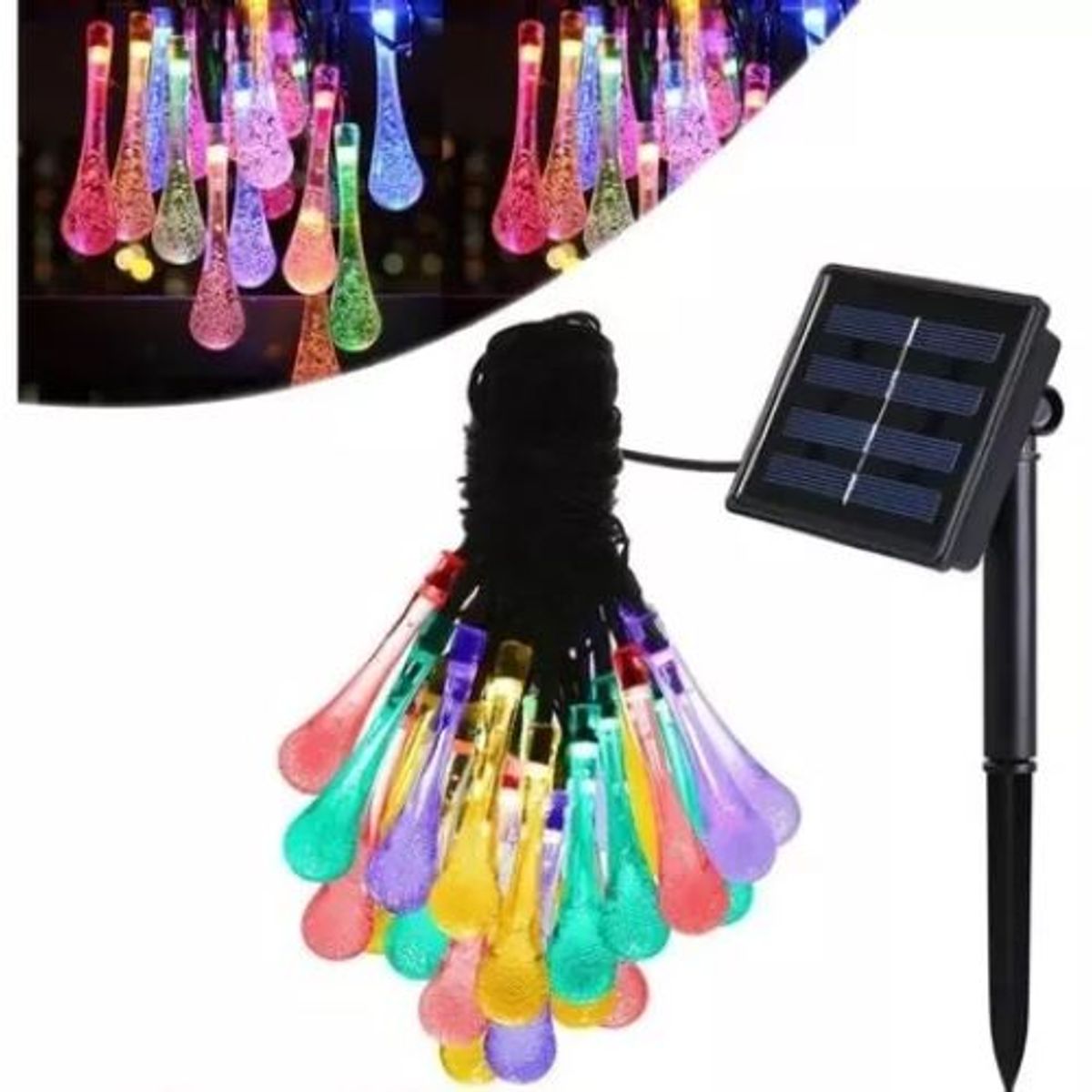 GENERICO - Guirnalda Solar Led 30 Luces Forma Lagrimas / Gota De Agua