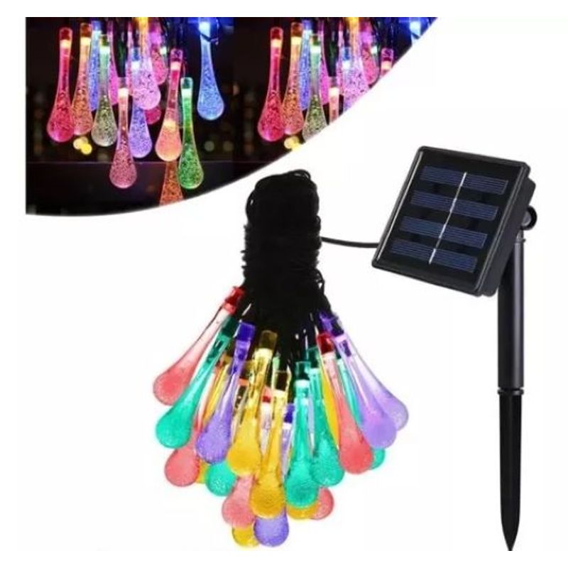 GENERICO - Guirnalda Solar Led 30 Luces Forma Lagrimas / Gota De Agua