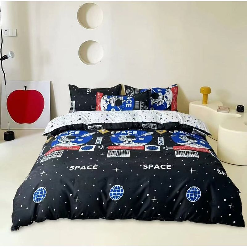 ANGELES DEL HOGAR - Juego Sabanas Plaza y Media + funda de Almohada Space Astronauta