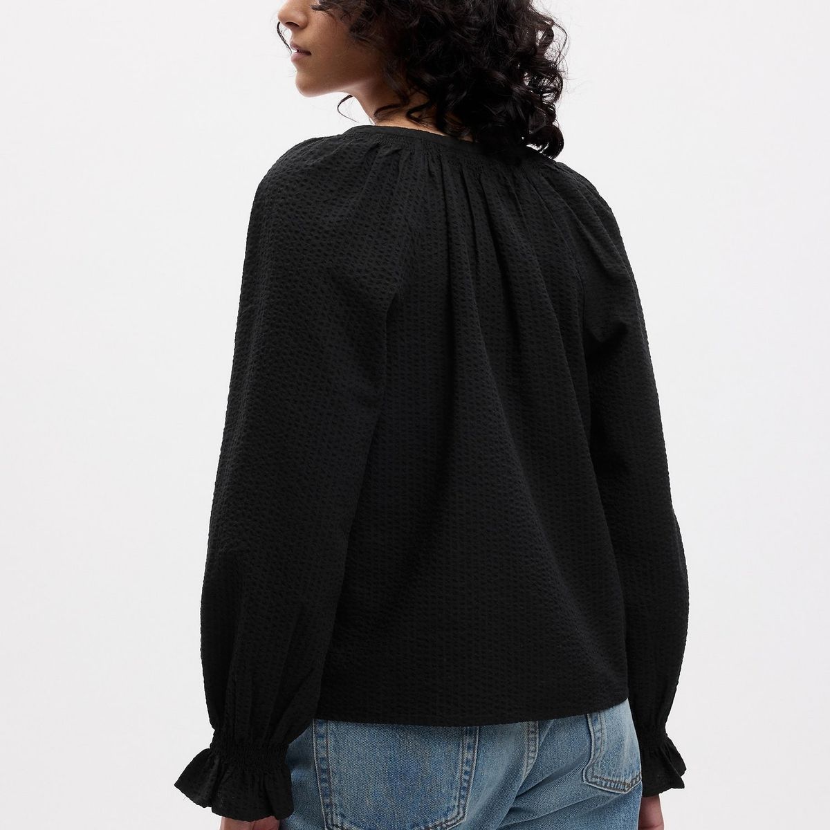 GAP - Blusa Mujer Cuello V Negra GAP