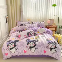 ANGELES DEL HOGAR - Juego Sabanas Plaza y Media + funda de Almohada Kuromi Lila