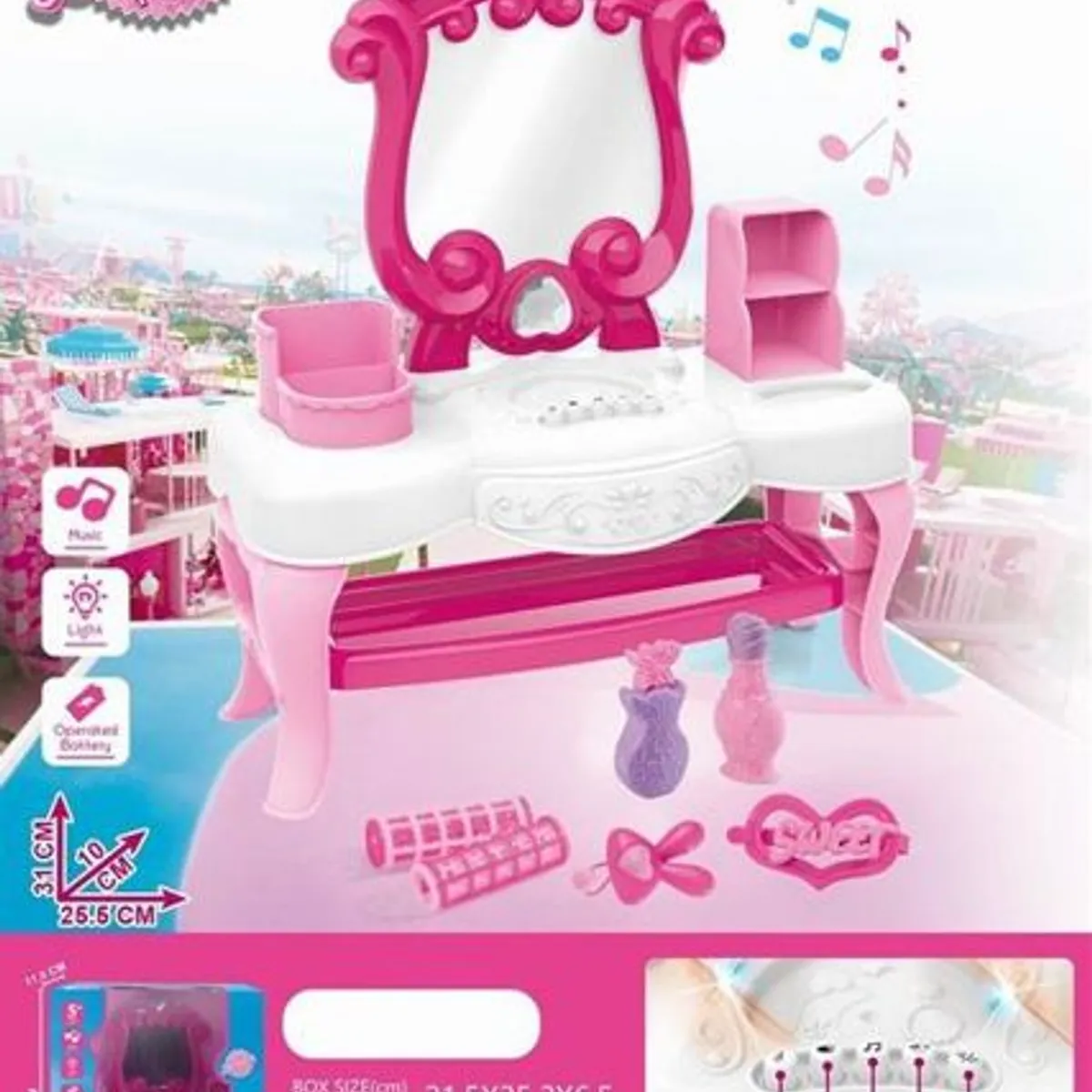 GENERICO - Tocador De Niñas Con Espejo Accesorios de niñas rosa