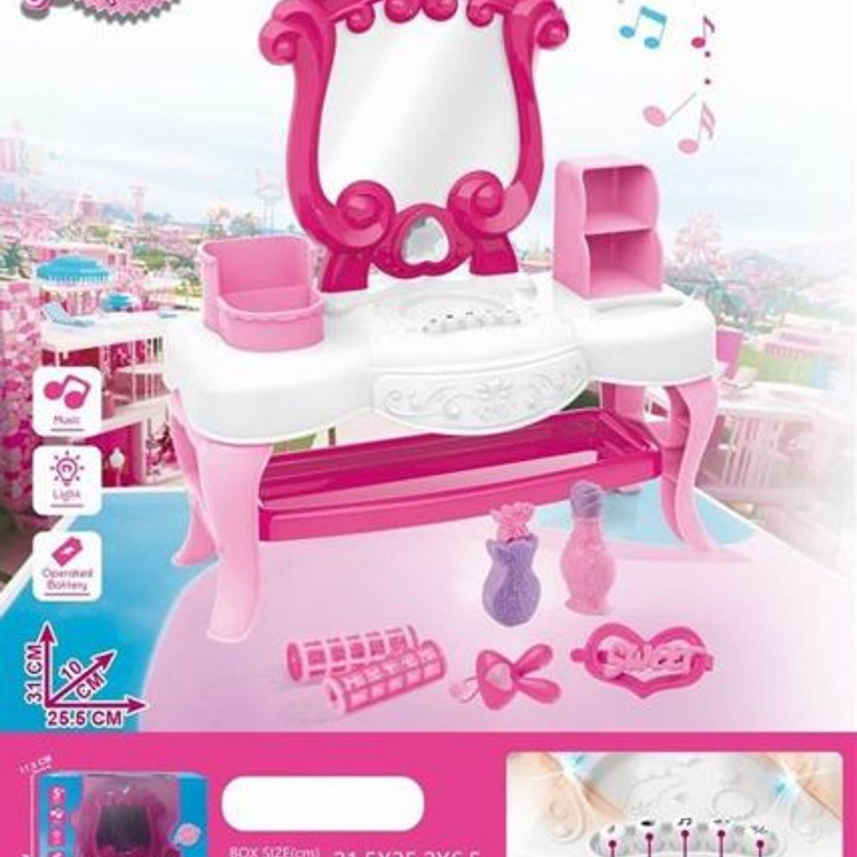 GENERICO - Tocador De Niñas Con Espejo Accesorios de niñas rosa