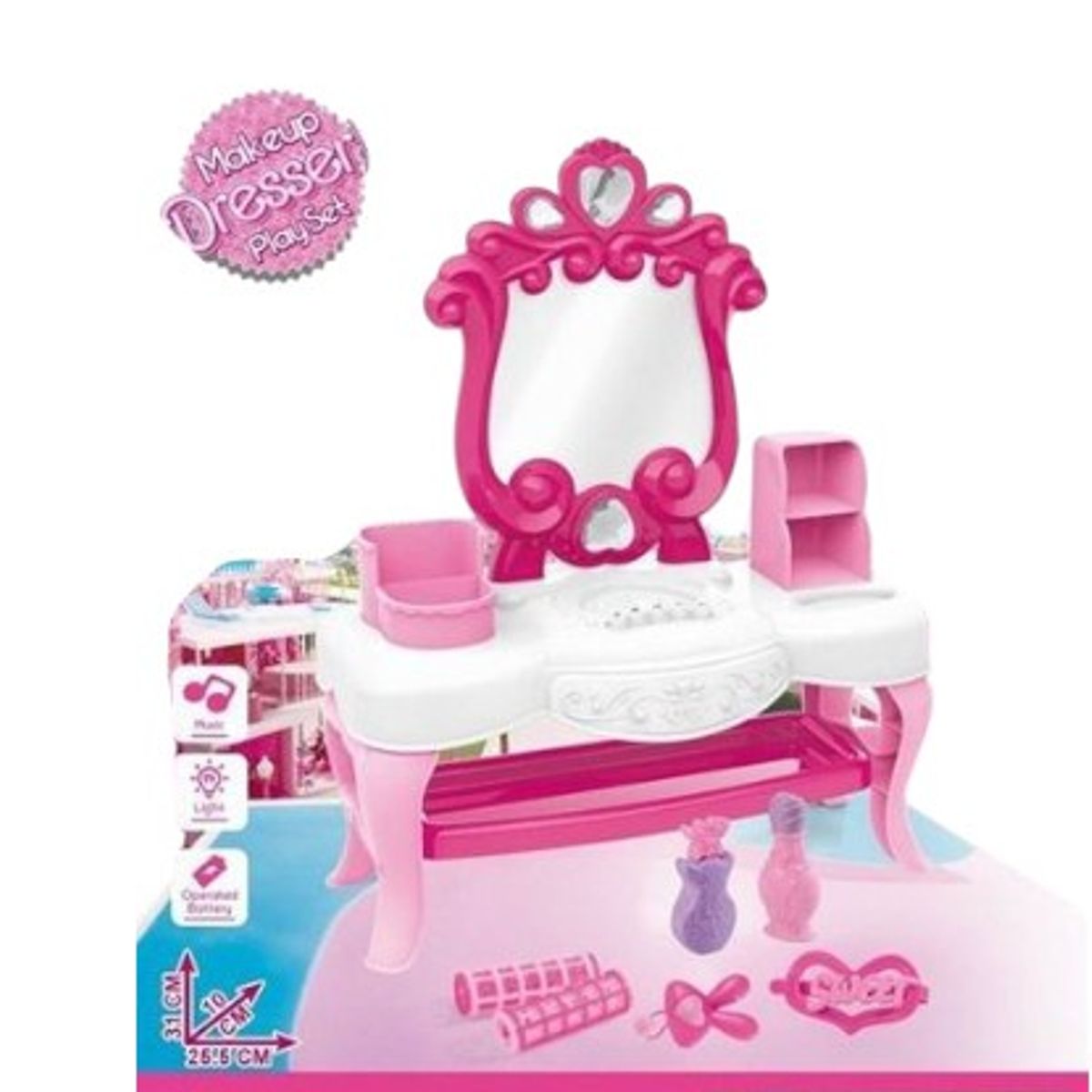 GENERICO - Tocador De Niñas Con Espejo Accesorios de niñas rosa