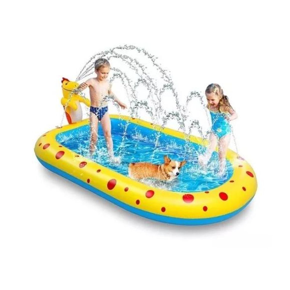 GENERICO - Piscina inflable 170x110x45 cm dino delfín lanza chorro agua