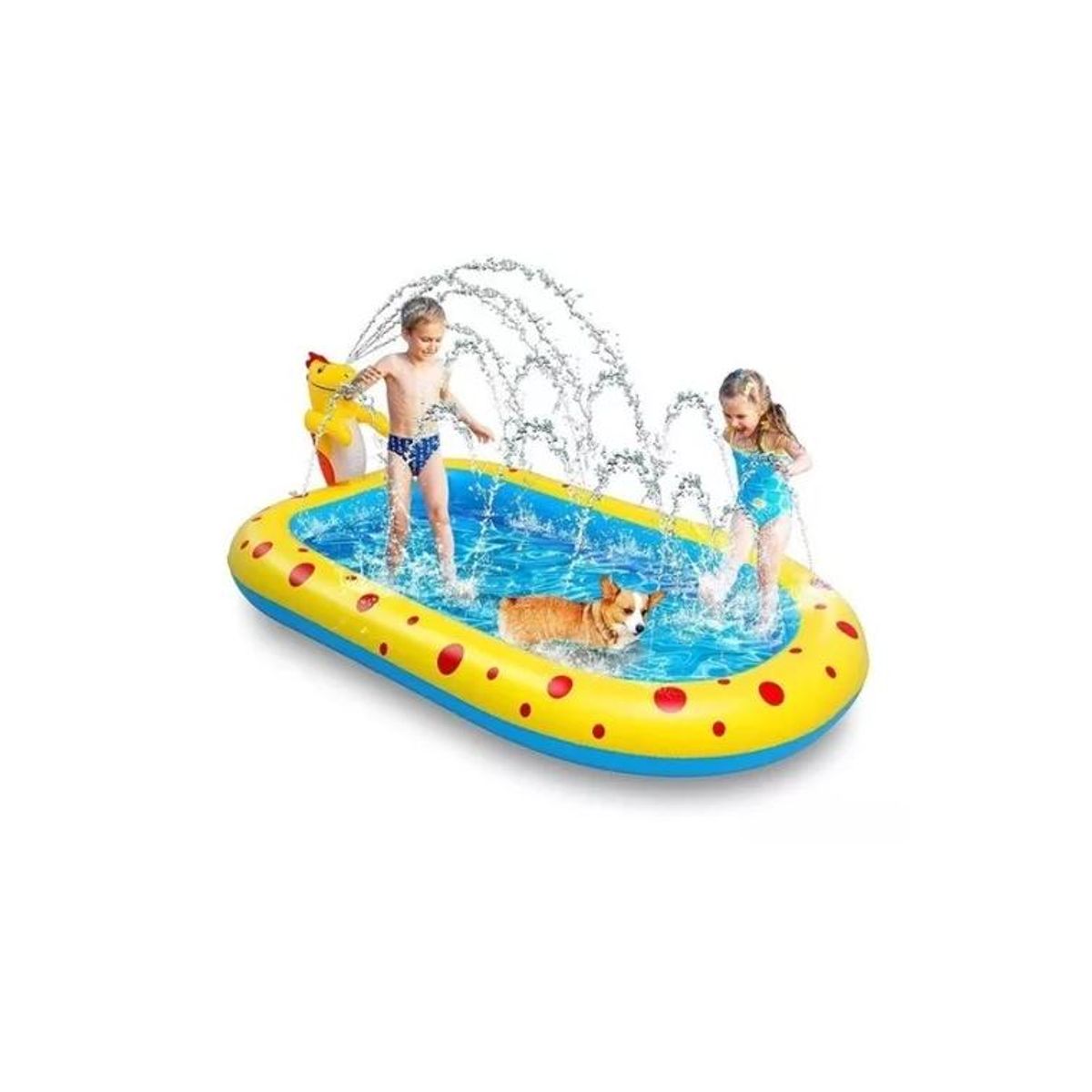 GENERICO - Piscina inflable 170x110x45 cm dino delfín lanza chorro agua