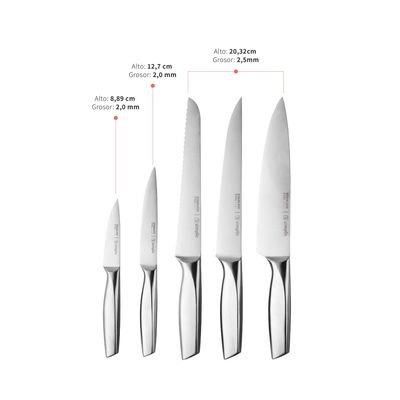 Imagen 2 del producto Set Cuchillos Stahl 5 pcs Acero Inoxidable + Taco