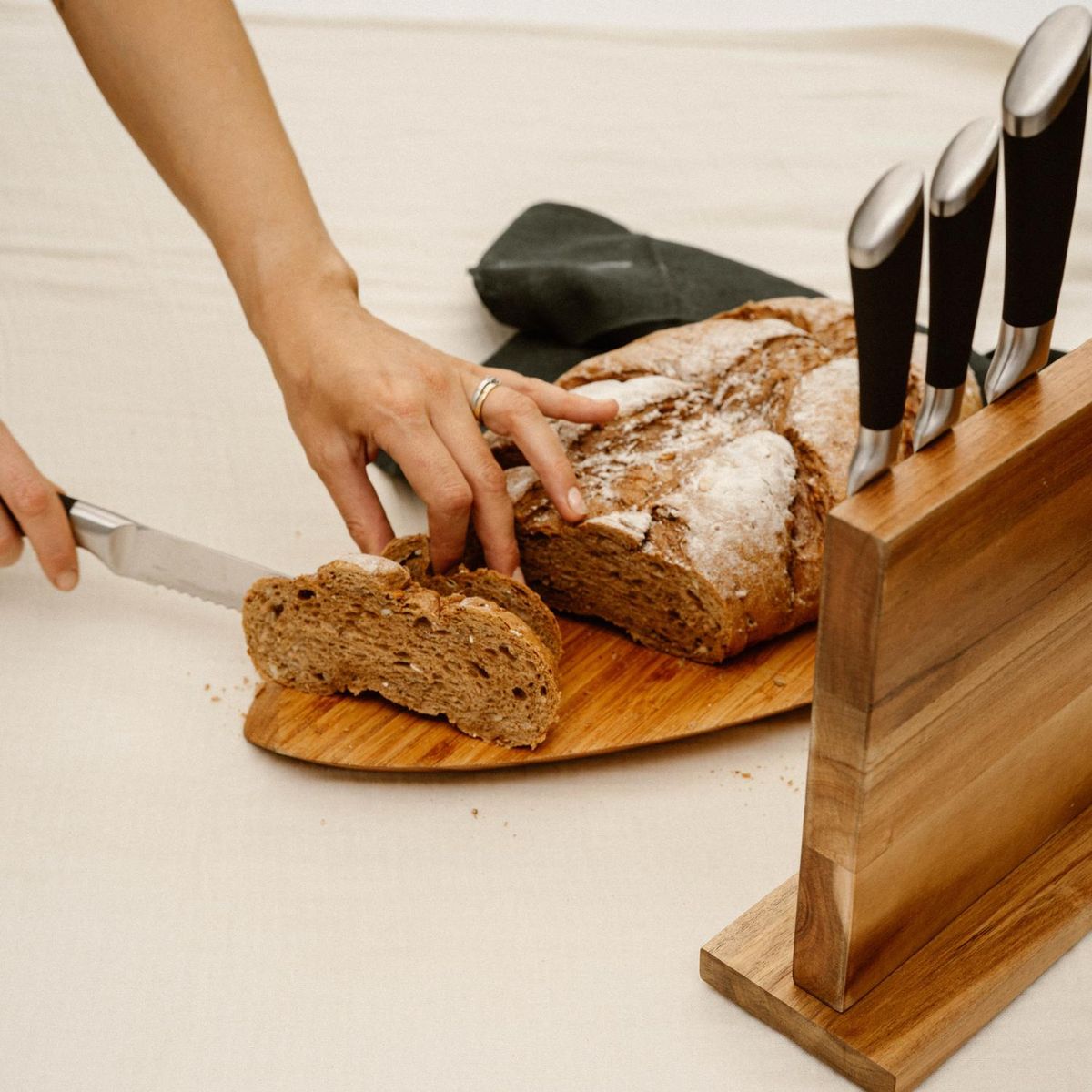 SIMPLIT - Set Cuchillos Küche 5 pcs Acero Inoxidable + Base Simplit