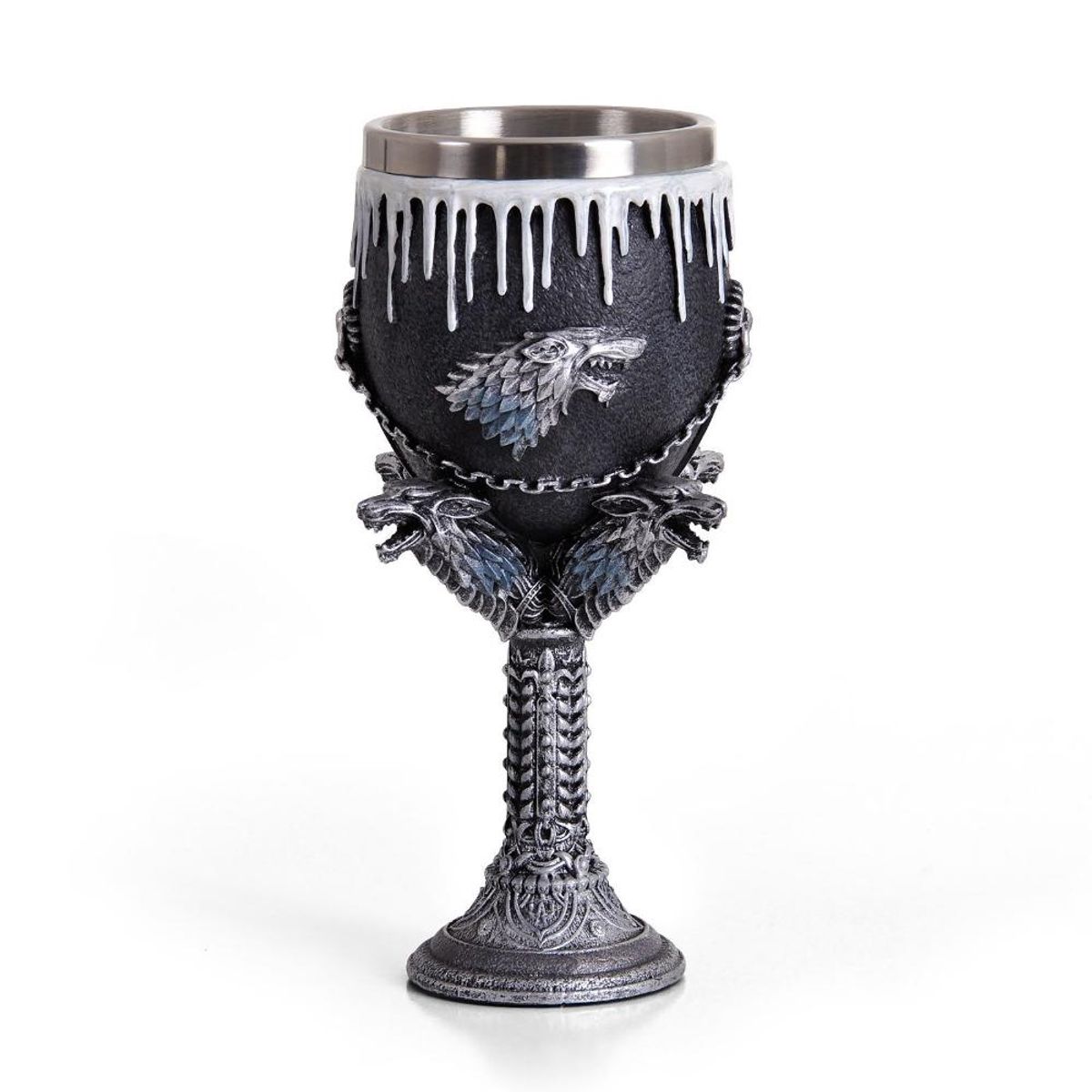 GENERICO - Copa Caliz Resina Lobo Negro Wolf  Game Of Thrones Stark - Negro
