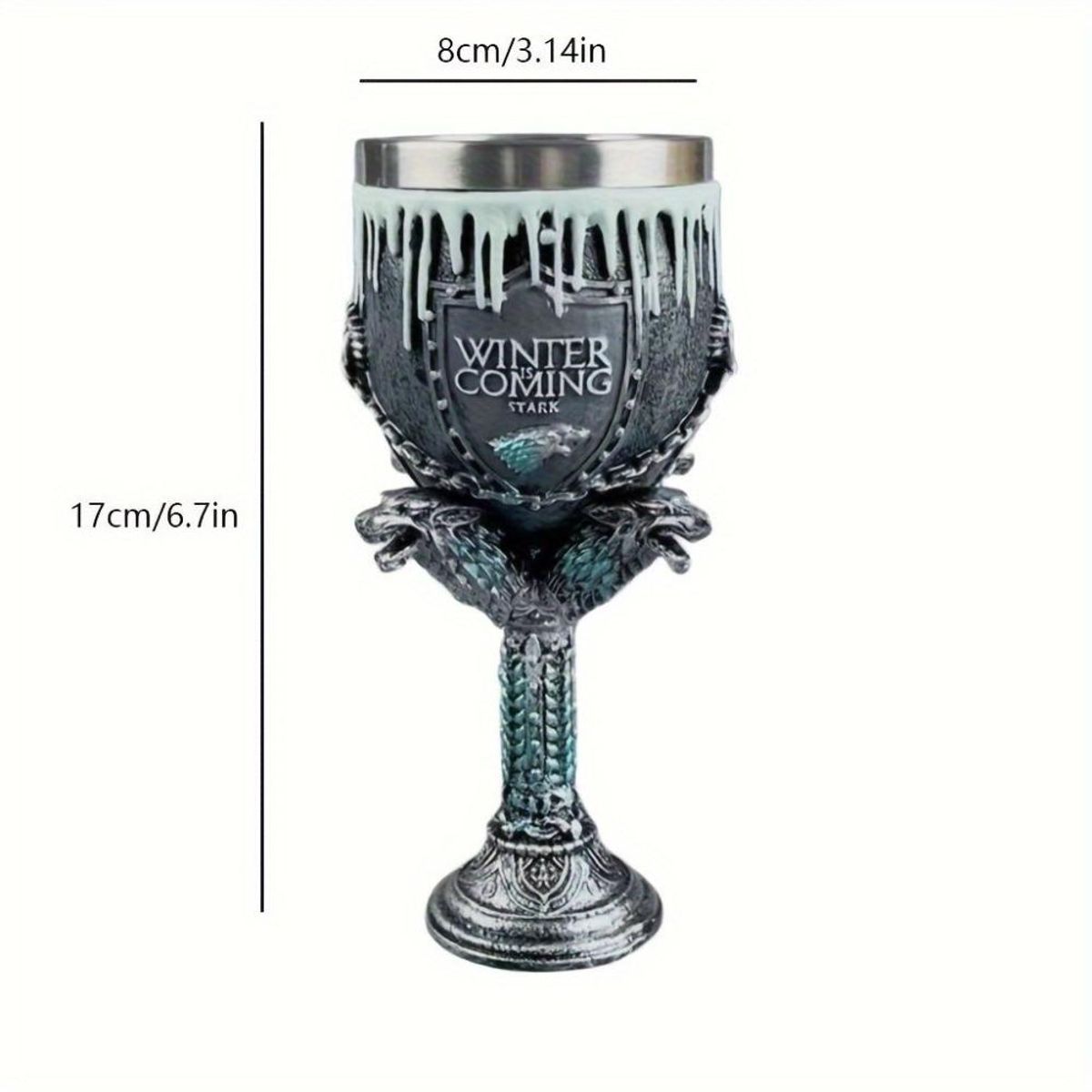 GENERICO - Copa Caliz Resina Lobo Negro Wolf  Game Of Thrones Stark - Negro