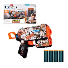 SONIC - LANZA DARDOS FLUX SKINS CON 8 DARDOS X-SHOT - RETRO