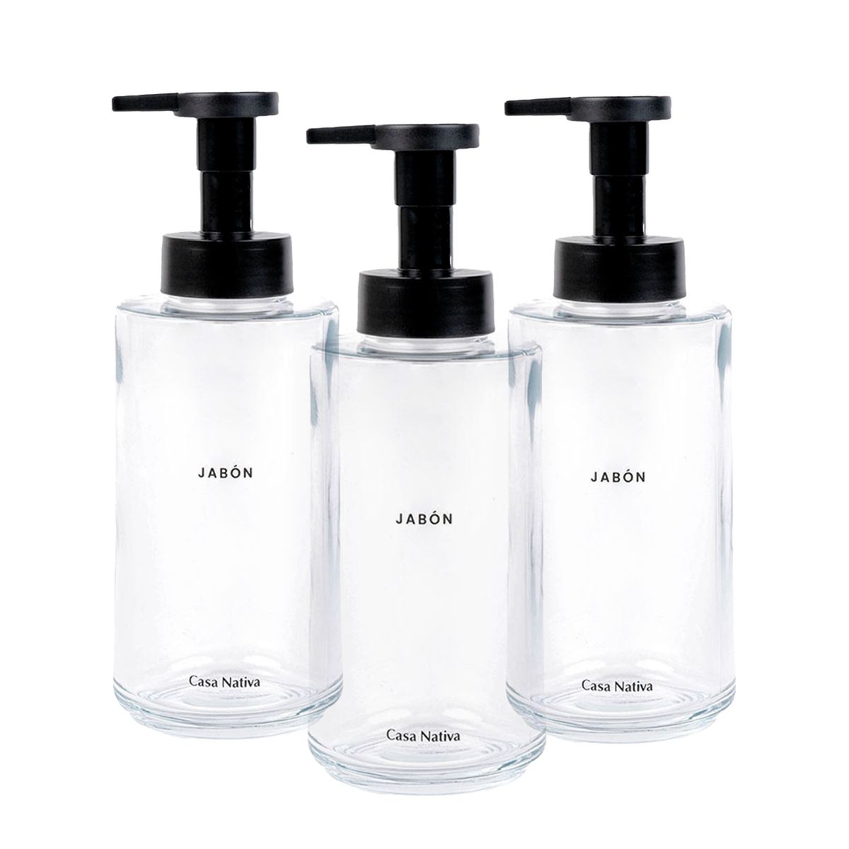 CASA NATIVA - Pack Triple Dispensadores Transparentes Jabon Espuma