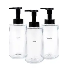 CASA NATIVA - Pack Triple Dispensadores Transparentes Jabon Espuma