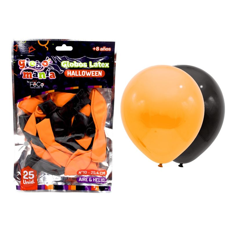 GENERICO - GLOBO 10 NEGRO/NARANJA X25UNI