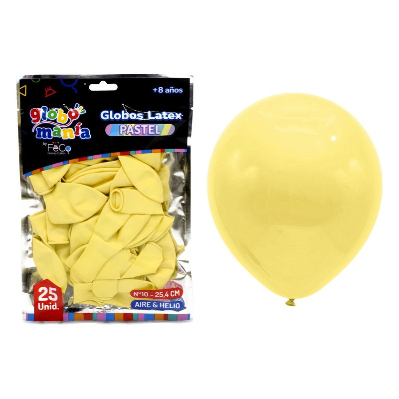 GENERICO - GLOBO 10 PASTEL AMARILLO X25UNI