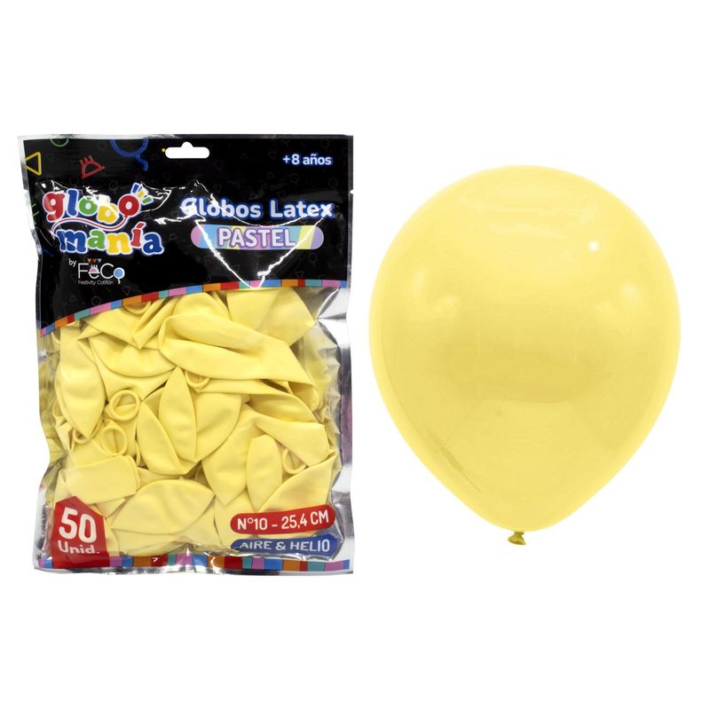 GENERICO - GLOBO 10 PASTEL AMARILLO X50UNI