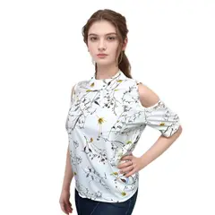 GENERAC - Blusa Mujer Oficina Blanco Amarillo