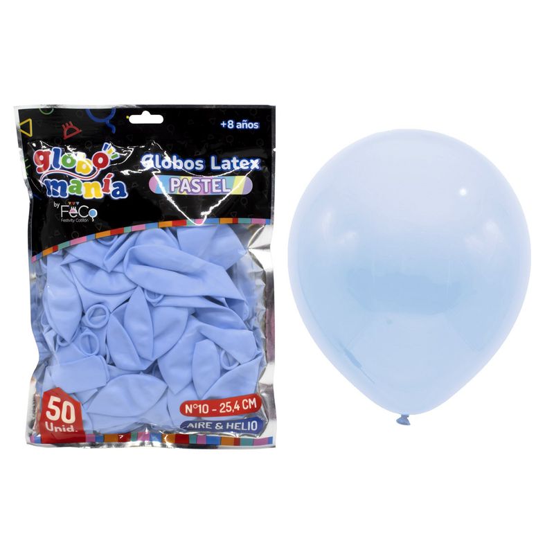 GENERICO - GLOBO 10 PASTEL CELESTE X50UNI