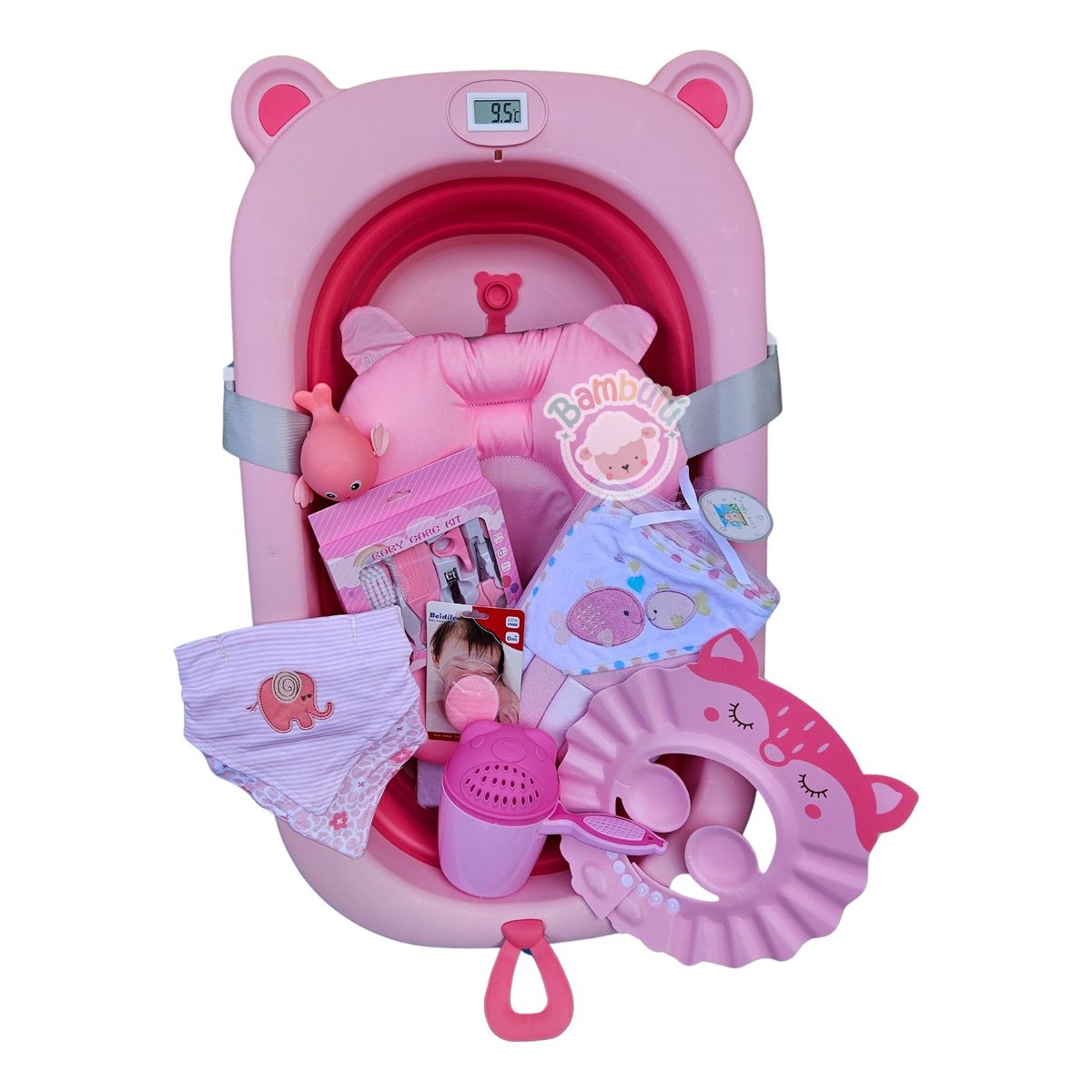 GENERICO - Bañera Plegable Con Termómetro + Accesorios Bebe
