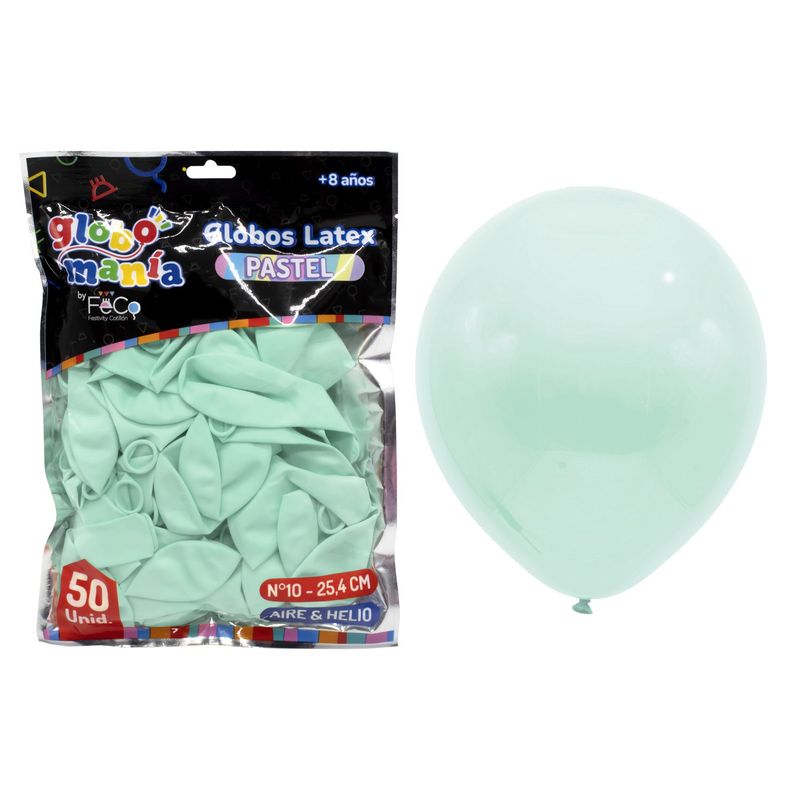 GENERICO - GLOBO 10 PASTEL MENTA X50UNI