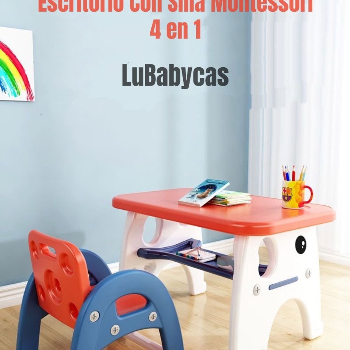 LUBABYCAS - Mesa Con Silla Montessori Para Niños 4 En 1 By LuBabycas