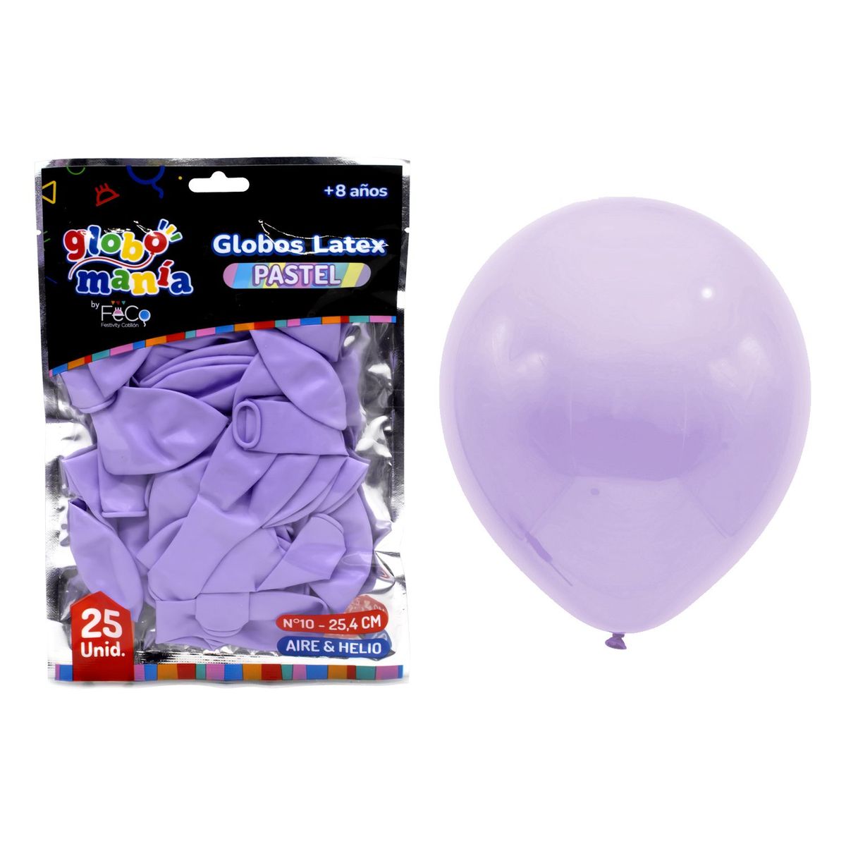 GENERICO - GLOBO 10 PASTEL MORADO X25UNI
