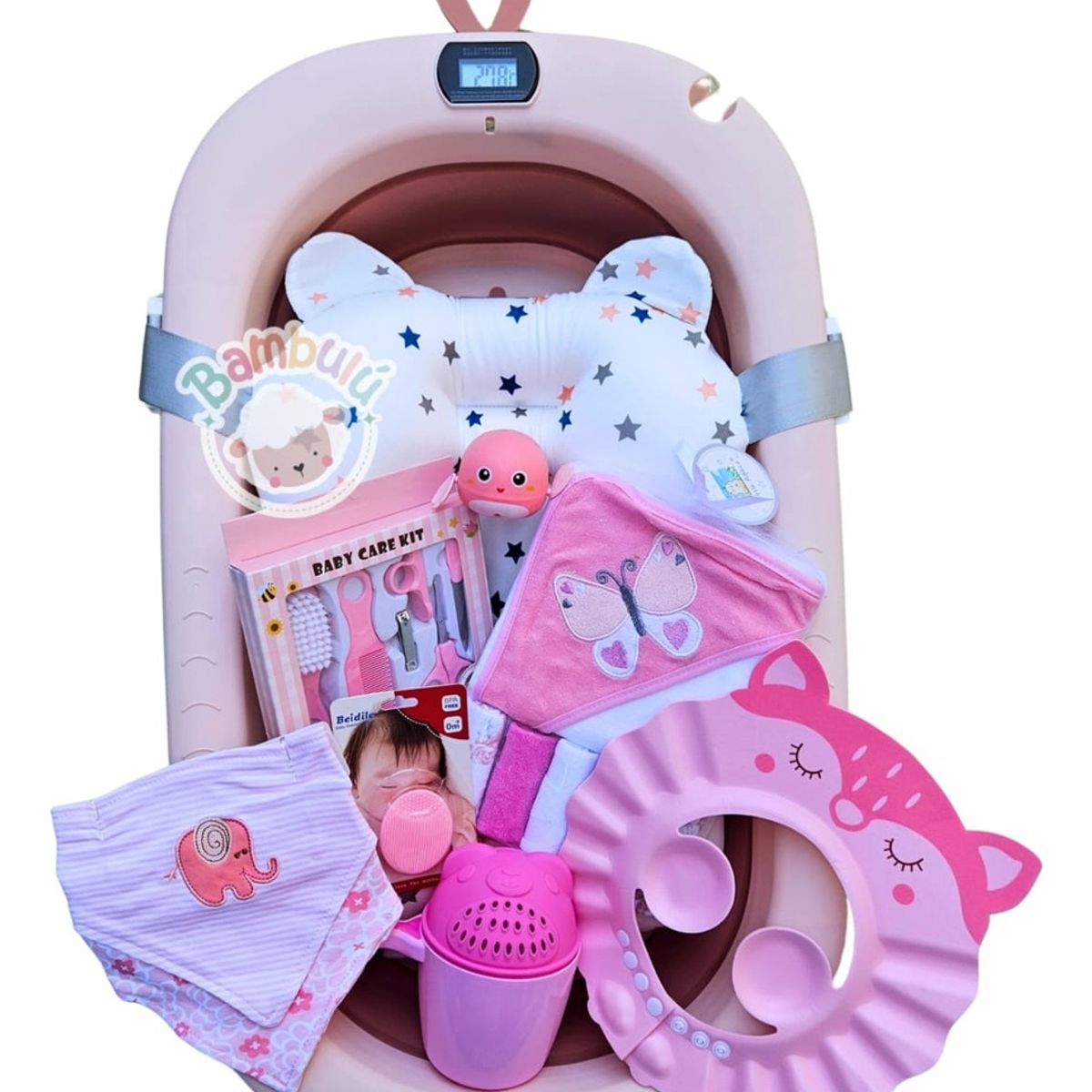 GENERICO - Bañera Plegable Con Termómetro + Accesorios Bebe