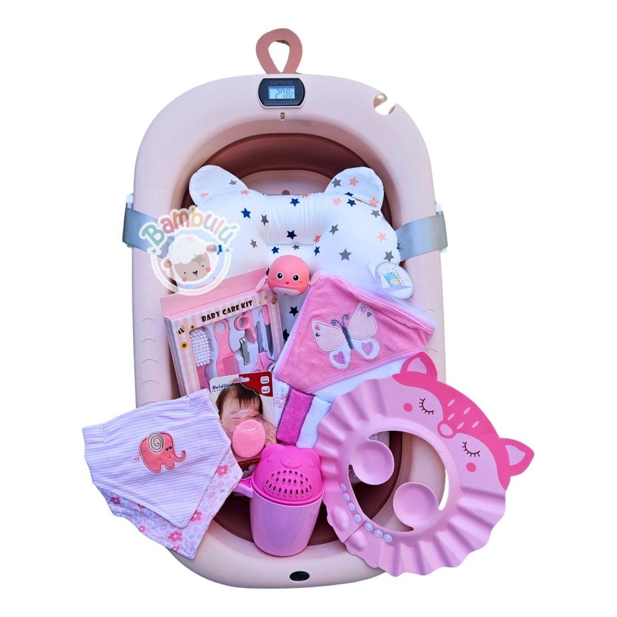 GENERICO - Bañera Plegable Con Termómetro + Accesorios Bebe