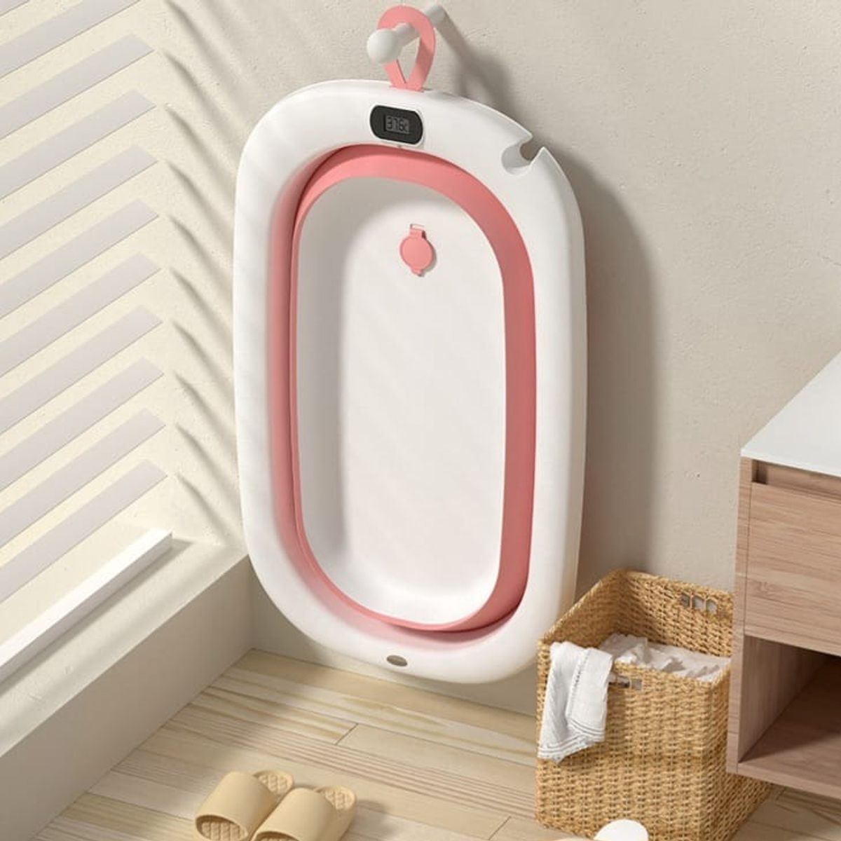 GENERICO - Bañera Plegable Con Termómetro + Accesorios Bebe