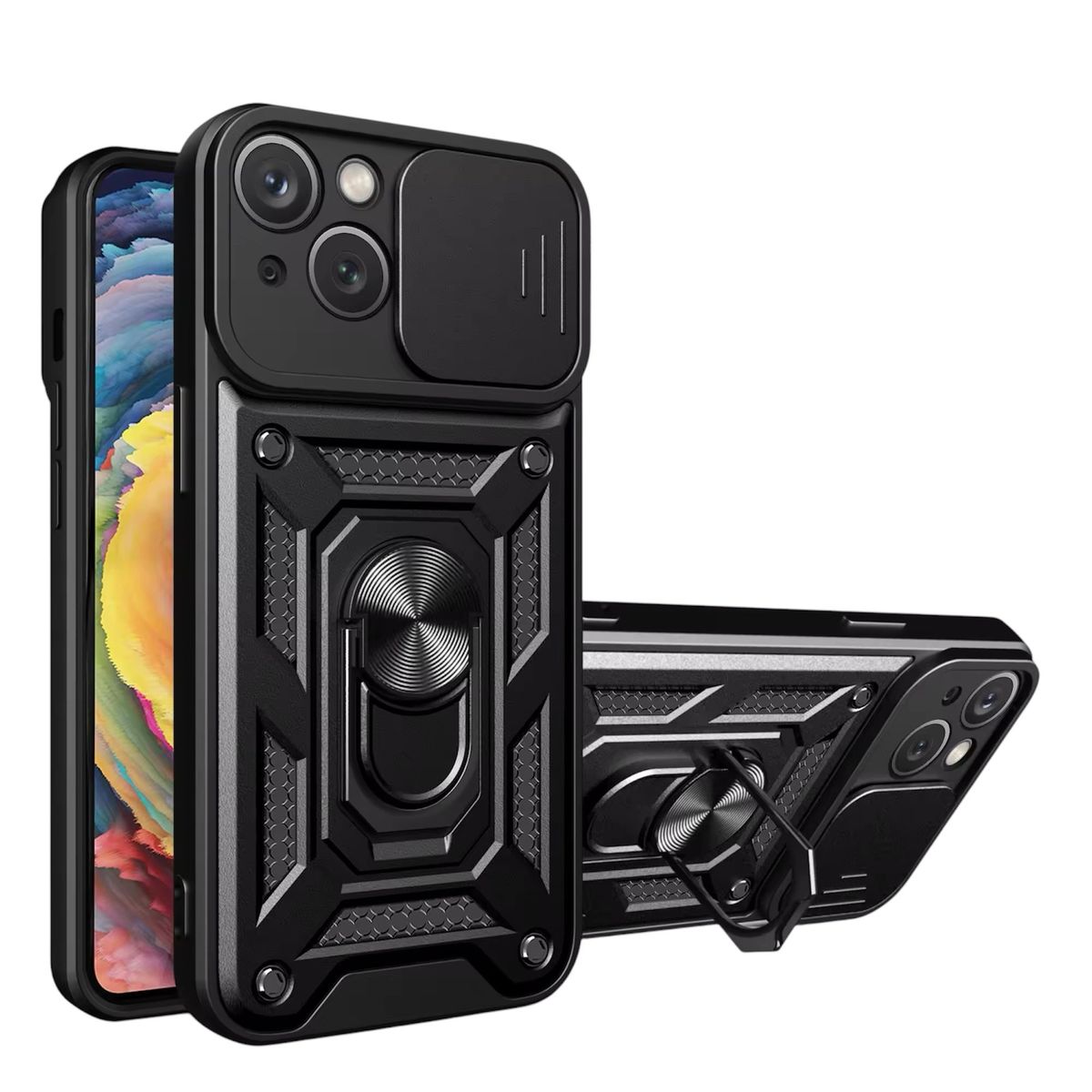 GENERICO - Carcasa Armor Con Anillo Para iPhone 15 Plus - Negro