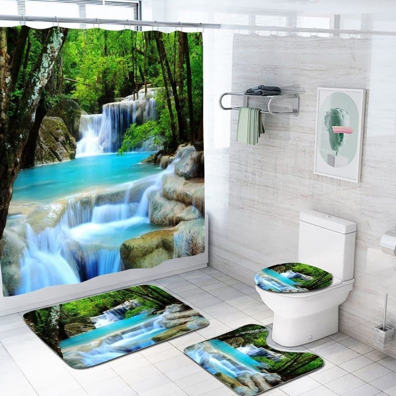 ANGELES DEL HOGAR - Juego de Baño 4 piezas Modelo  Lago y Cascada
