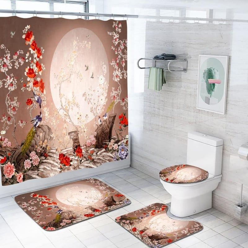 ANGELES DEL HOGAR - Juego de Baño 4 piezas Modelo Mariposa Color Azul