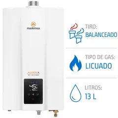 MADEMSA - Calefont Gas Licuado 13 Litros Tiro Balanceado Cámara Estanca Balanced 13 Eco GL