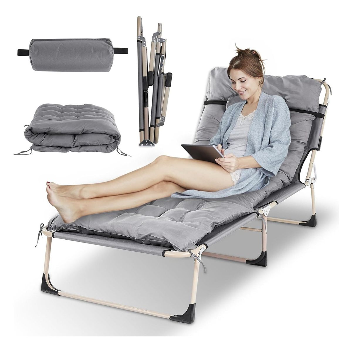 GENERICO - Catre Cama Camping Plegable Portátil Con Colchón Y Almohada