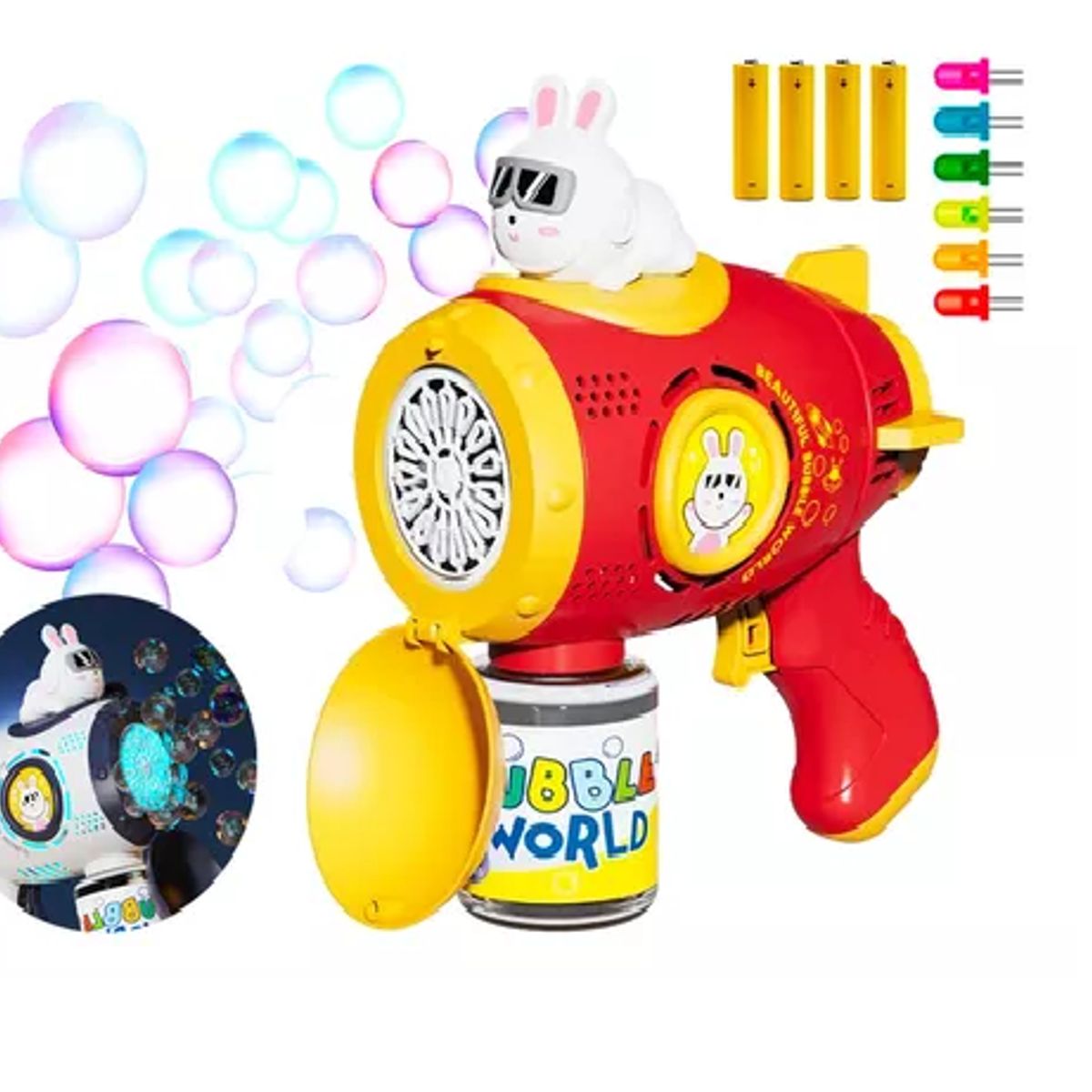 GENERICO - Pistola Burbujas Lanzador Nocturno Led Niños Robot Espacial