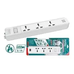 TOTAL - Alargador Zapatilla Multiuso 3 Salidas + 2 Usb 3 metros