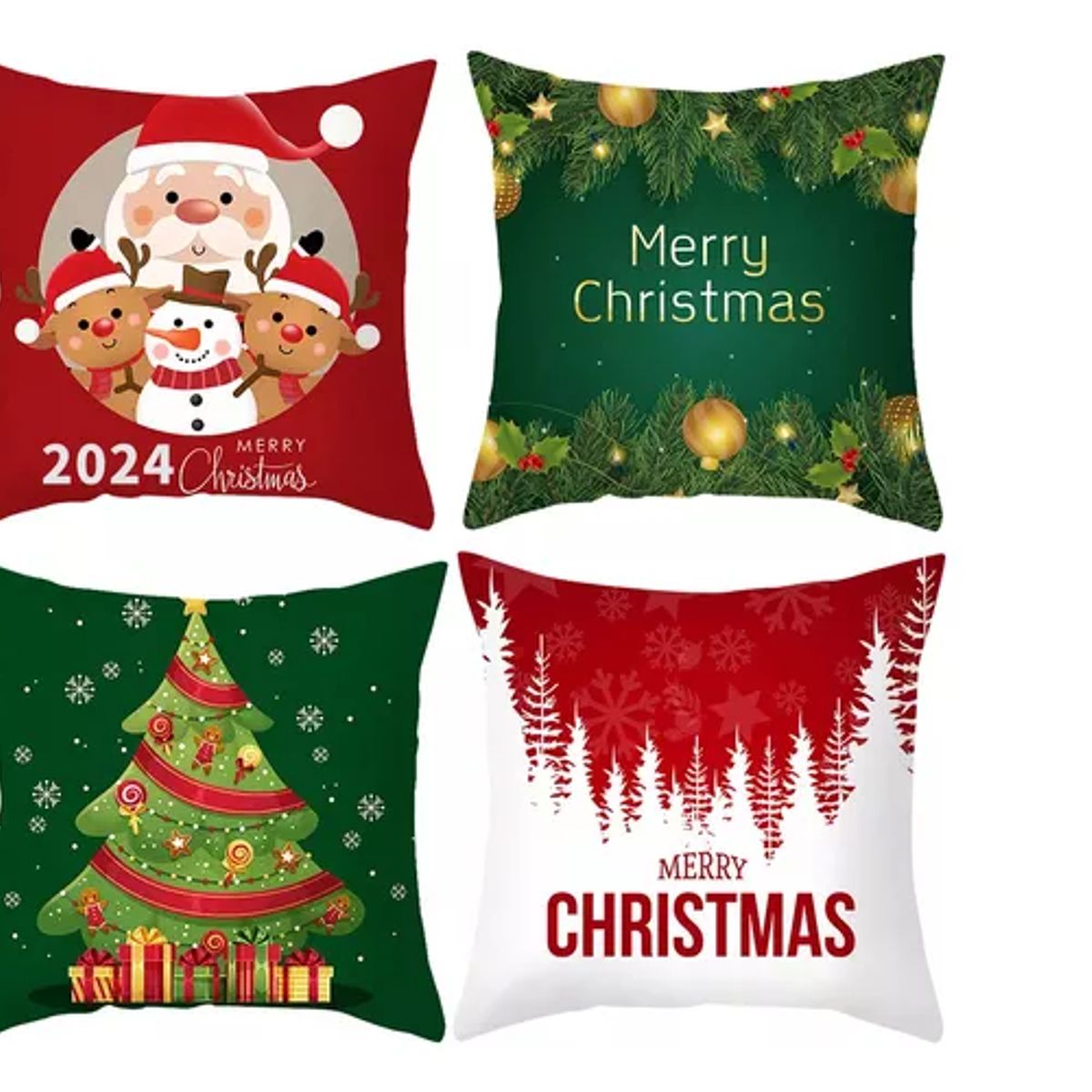 GENERICO - Juego De 4 Fundas De Cojín De Navidad Decoración 45x45cm
