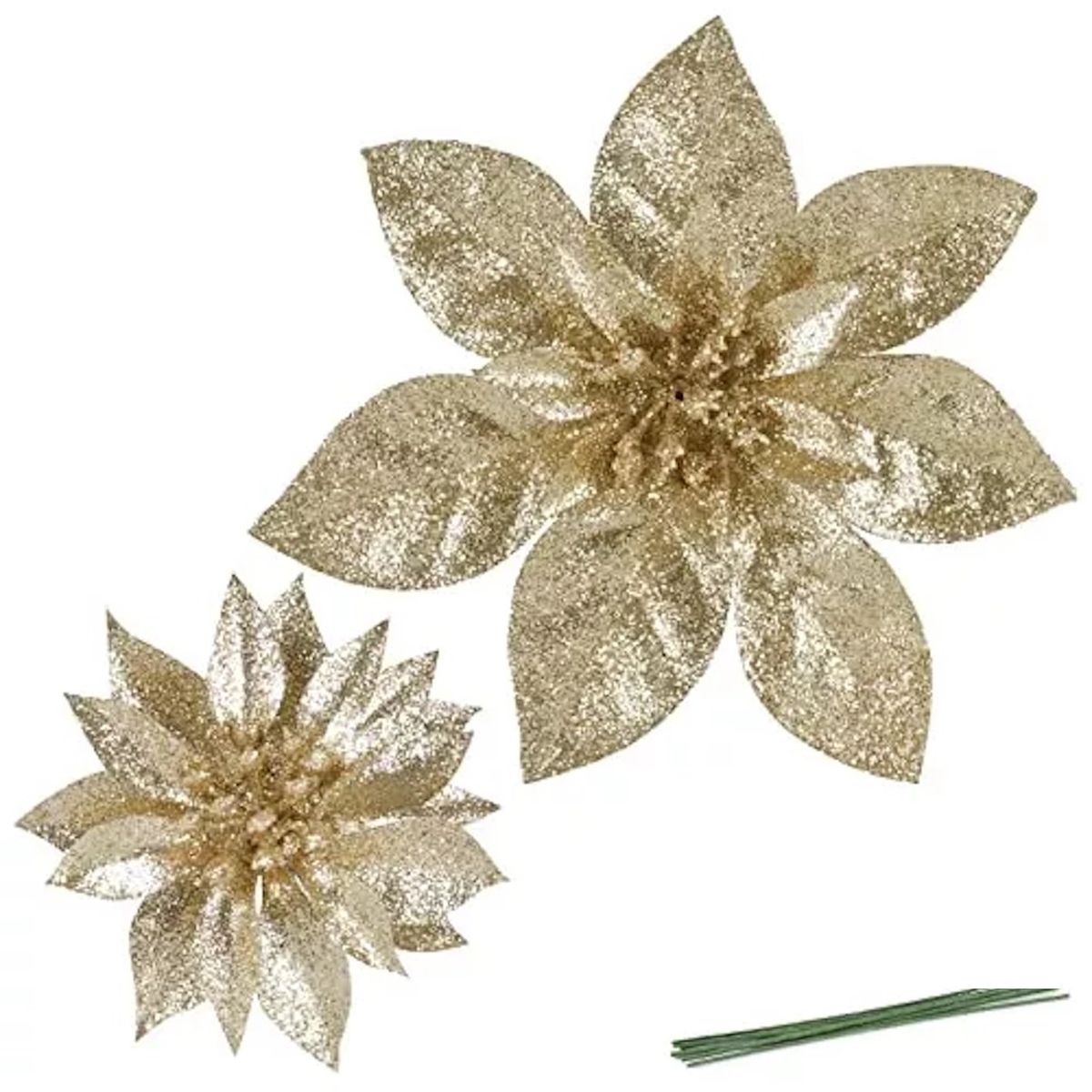 GENERICO - 10 Flores De Navidad Brillantes Artificiales