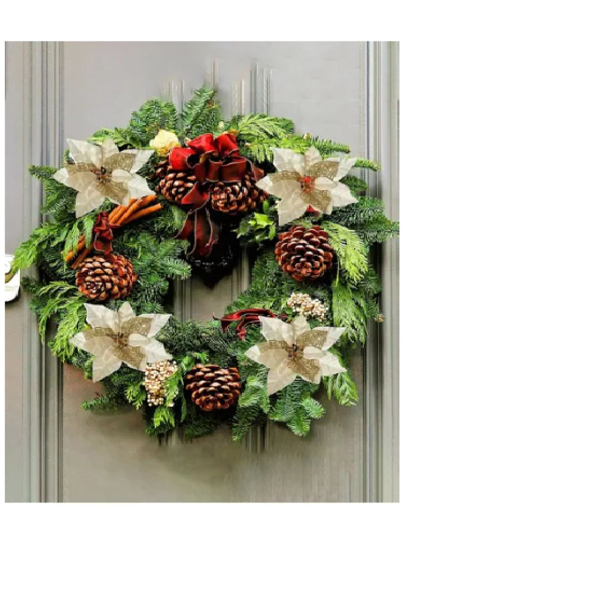 GENERICO - 12 Flores Navideñas 32cm Brillo Artificial Adorno Navidad