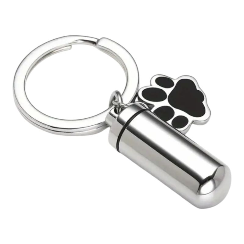 GENERICO - Llavero urna cenizas o recuerdos cilindro patitas