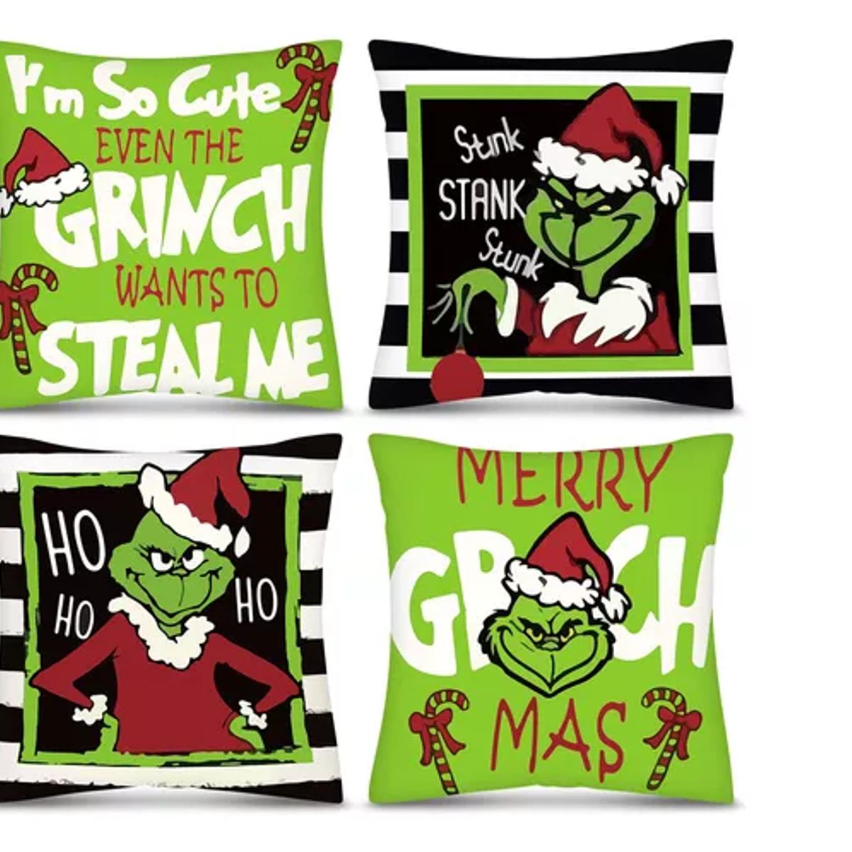 GENERICO - Set De 4 Fundas De Sofá Navideñas Grinch