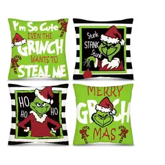 GENERICO - Set De 4 Fundas De Sofá Navideñas Grinch