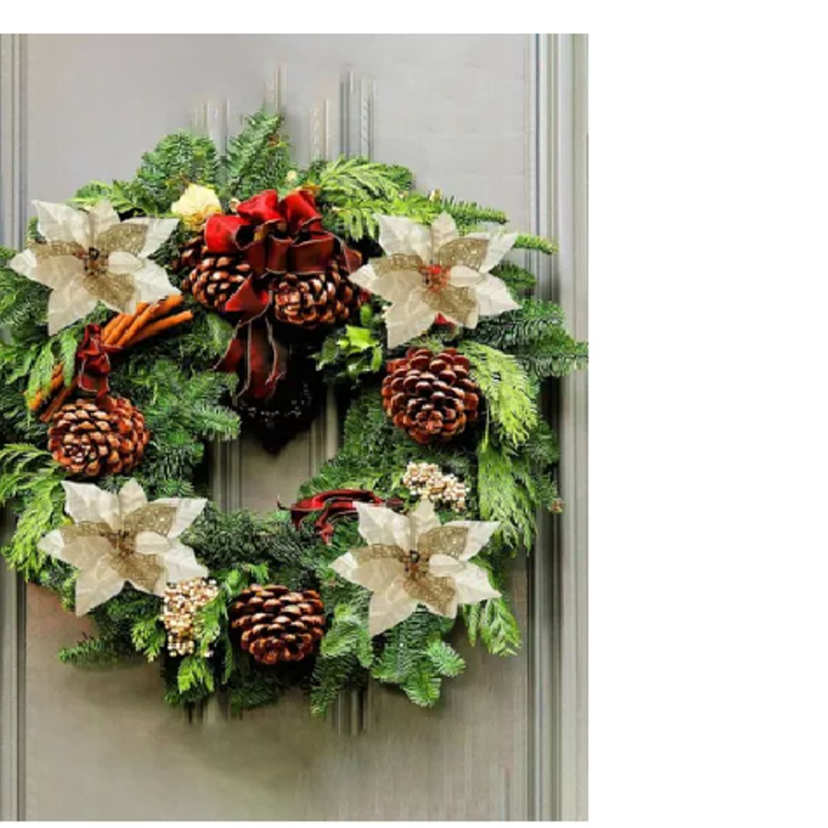 GENERICO - 12 Flores Navideñas 32cm Brillo Artificial Adorno Navidad